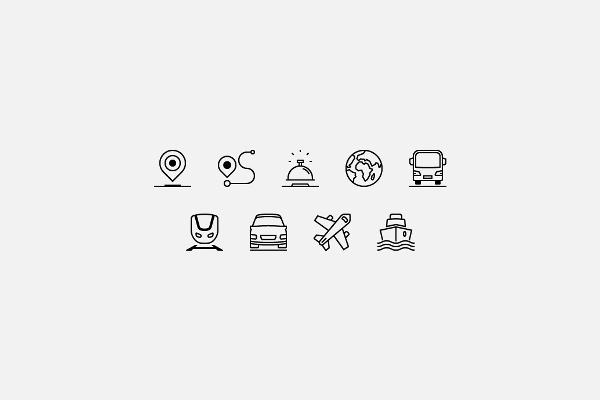 Icon set "Vacation accommodation": Location (outlined)