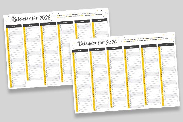 Calendarios de negocios personalizados para 2026: Calendario semestral