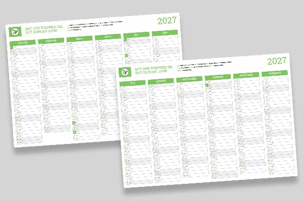 2027年のパーソナライズされたビジネスカレンダー：半年カレンダー