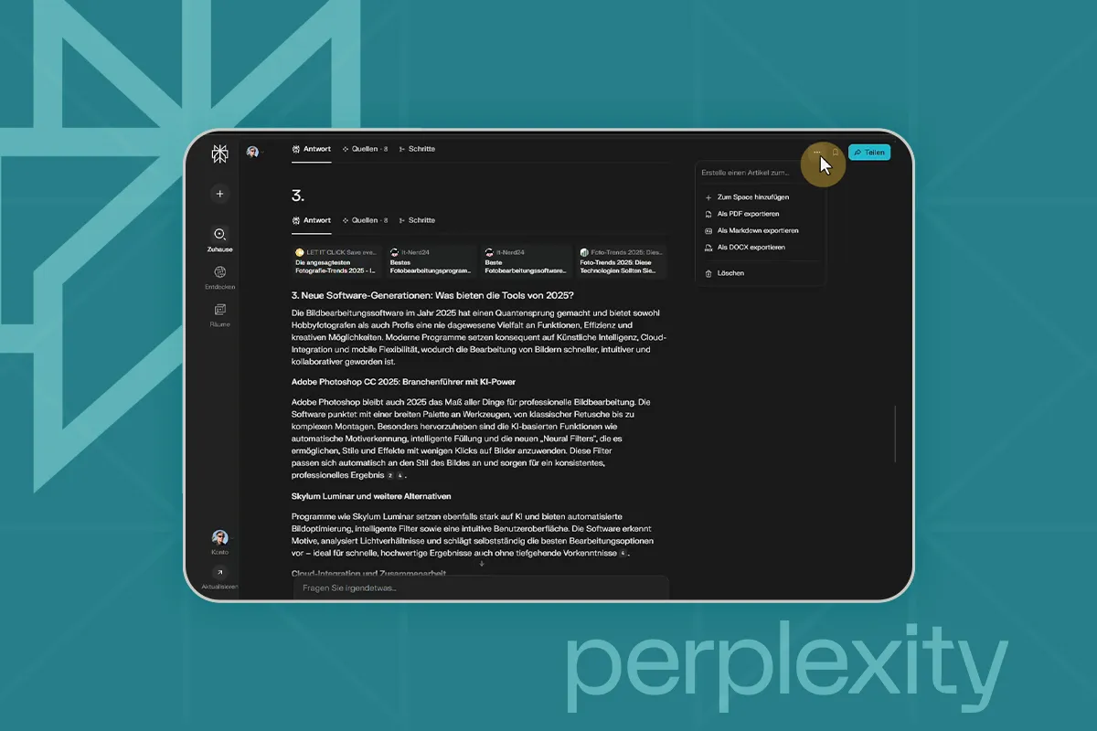 Perplexity AI 05: Lange Artikel schreiben und exportieren wie ein Profi