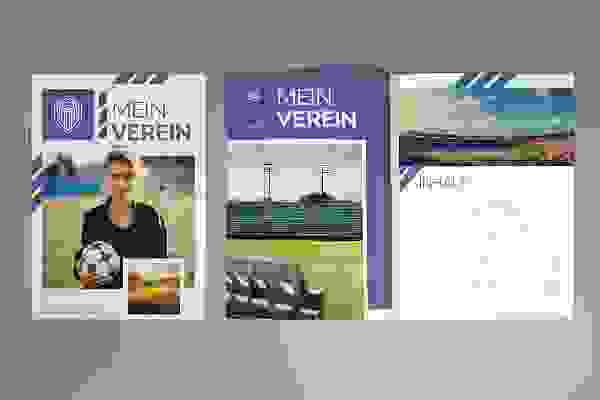 Template for club newspaper for sports clubs in blue
