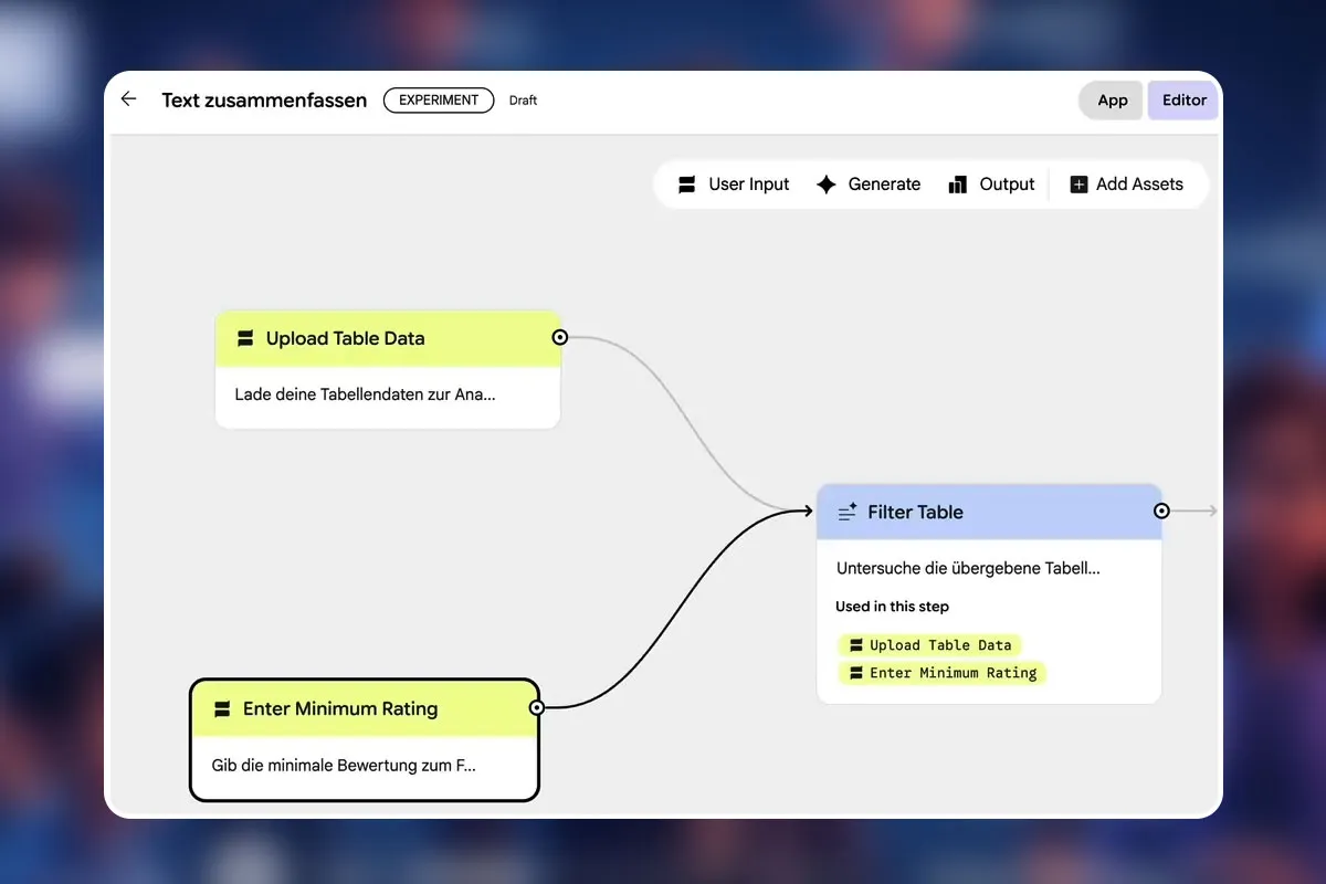 Google Opal 16: Einbindung externer Daten (z. B. Textdatei, Tabellen)