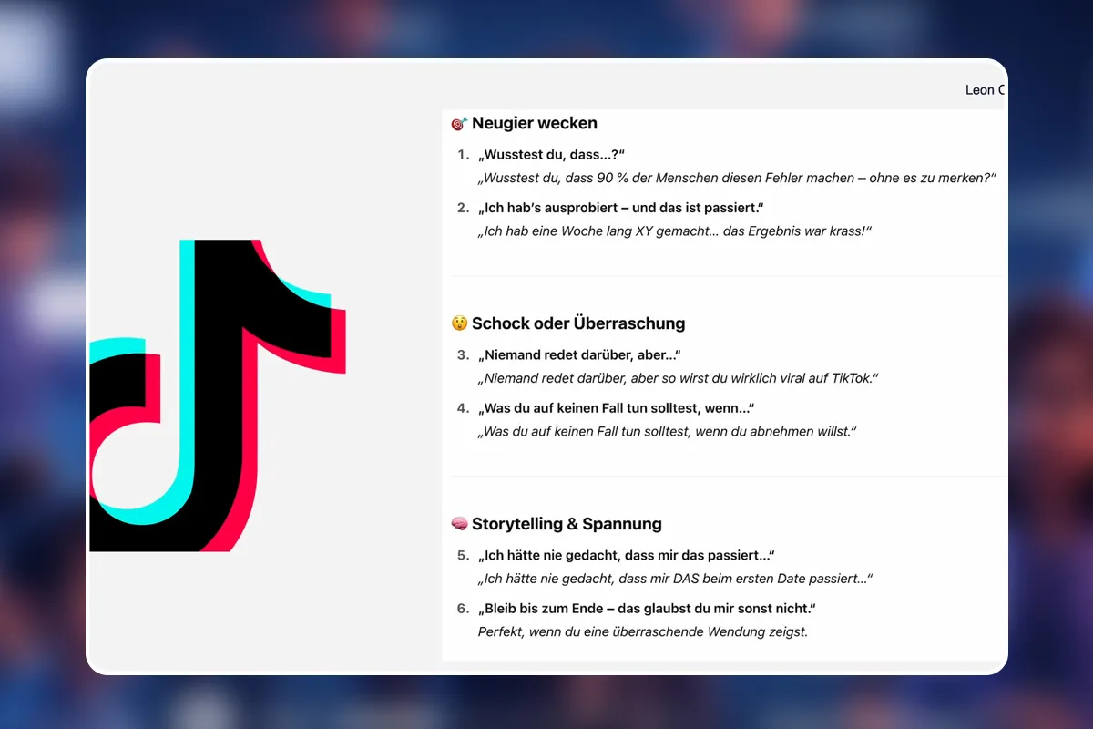 71 - 10 Hooks für deine TikTok Videos