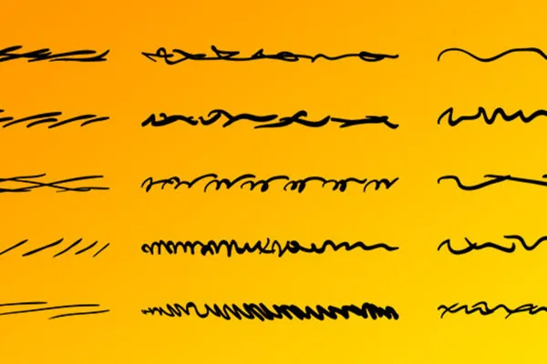 Affinity Designer-Pinsel für Vektorgrafiken im Skizzen-Look: schnörkelige Linien und kurze Striche