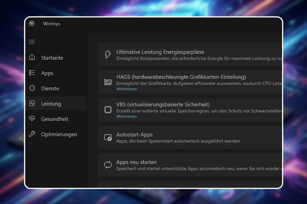 14 - Mit Wintoys die besten Einstellungen schnell in Windows aktivieren