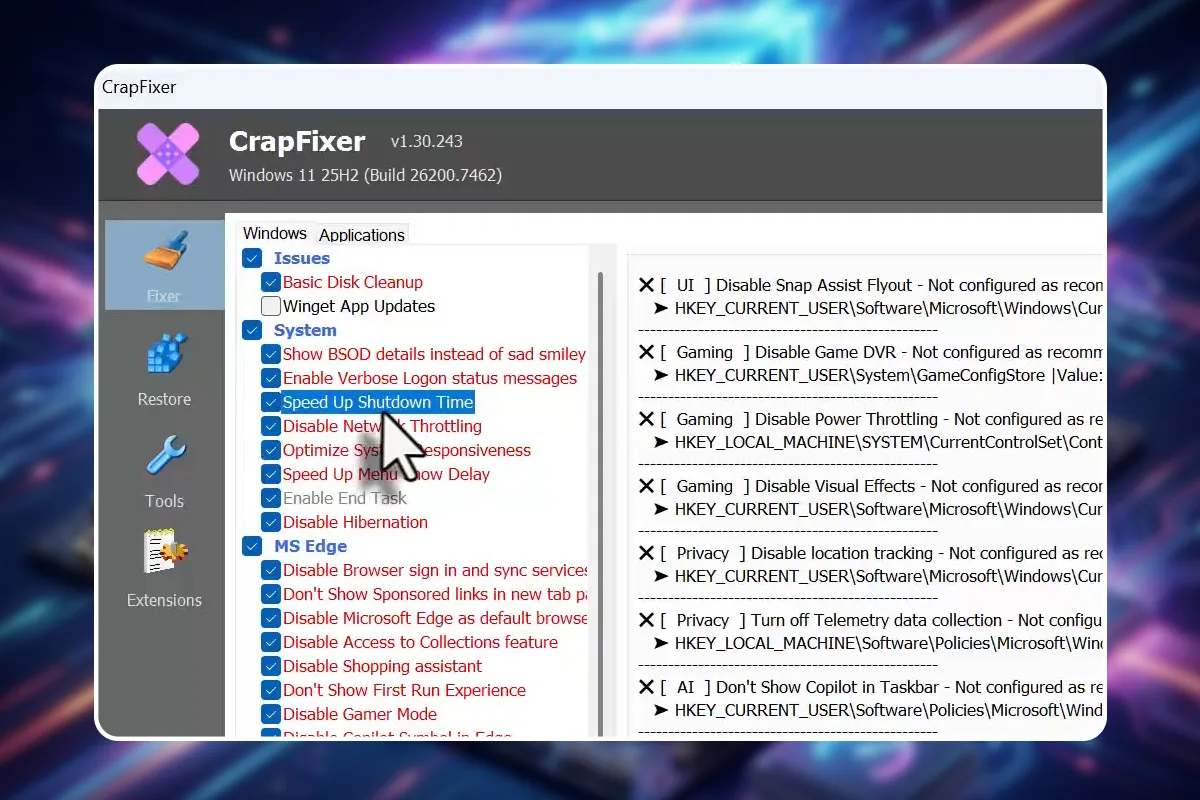 17 - Mit CrapFixer schnell unnötigen Ballast unter Windows loswerden