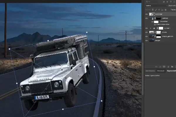 Swampcar Photoshop Training: 2.1 Landrover umlackieren und einbauen