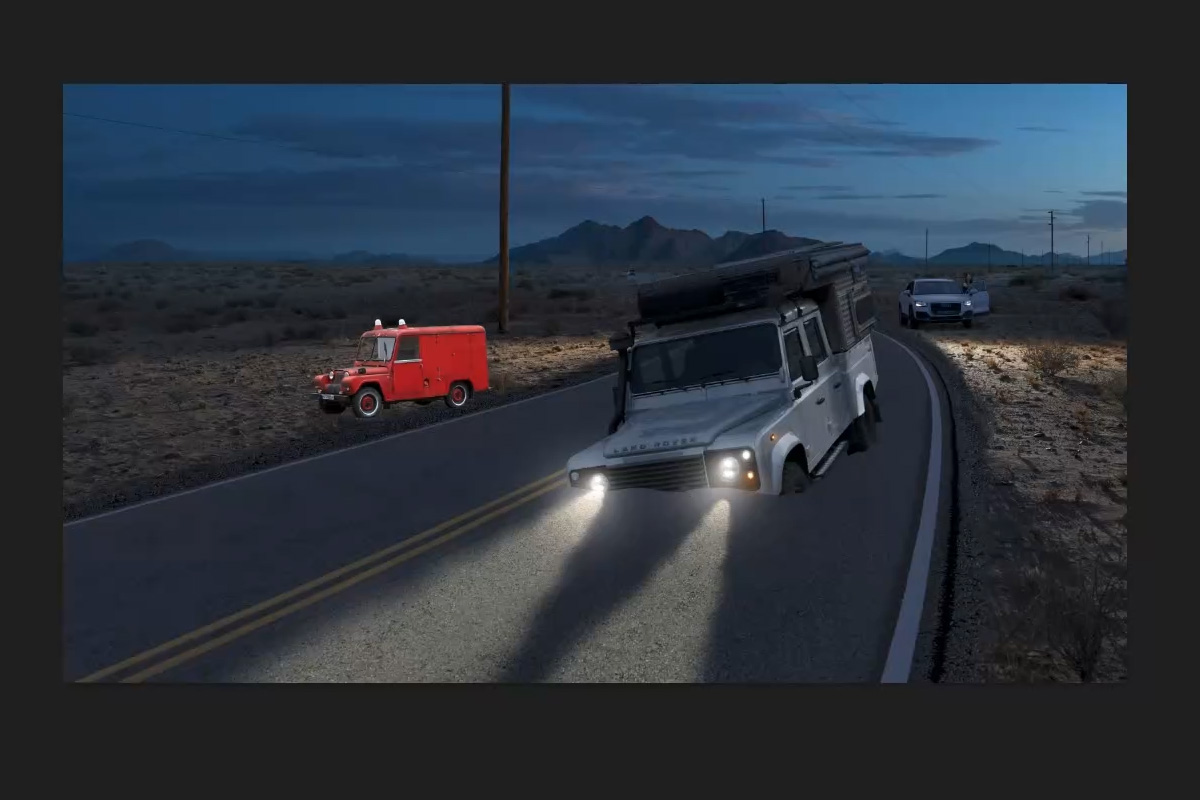 Swampcar Photoshop Training: 2.5 Austin einbauen und Ebenen besser organisieren