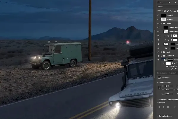 Swampcar Photoshop Training: 2.6 Dramatik durch weitere Lichtquellen verstärken