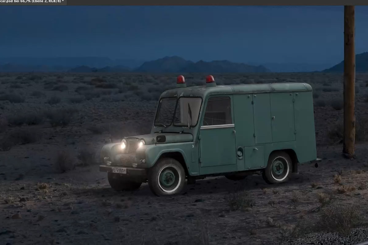Swampcar Photoshop Training: 4.4 Noch mehr Drama: Rote Alarmleuchten bauen