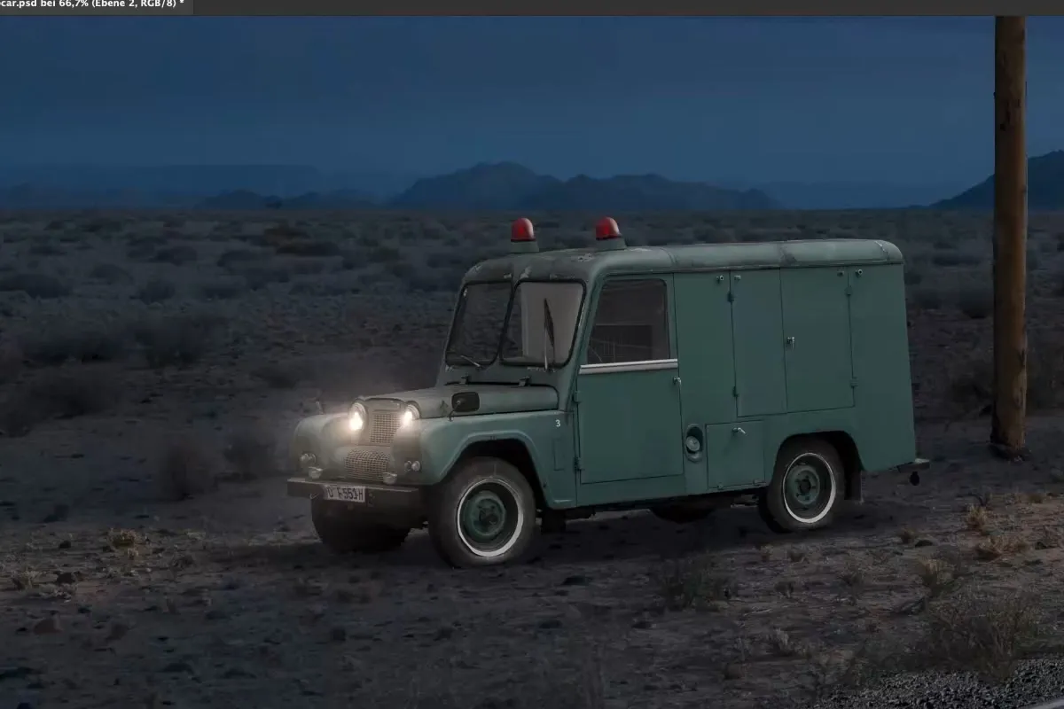 Swampcar Photoshop Training: 4.4 Noch mehr Drama: Rote Alarmleuchten bauen