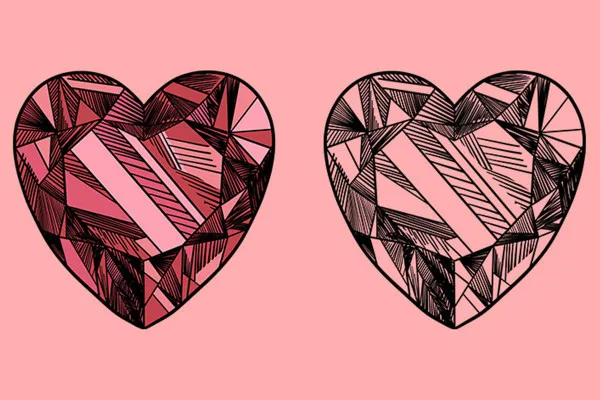 10 liebevolle Herz-Grafiken in Farbe und Schwarz-Weiß: Diamond