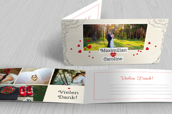 Printable template for wedding thank you card - version 2