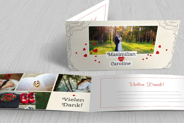 Готовый макет благодарственной открытки для свадьбы - Версия 2