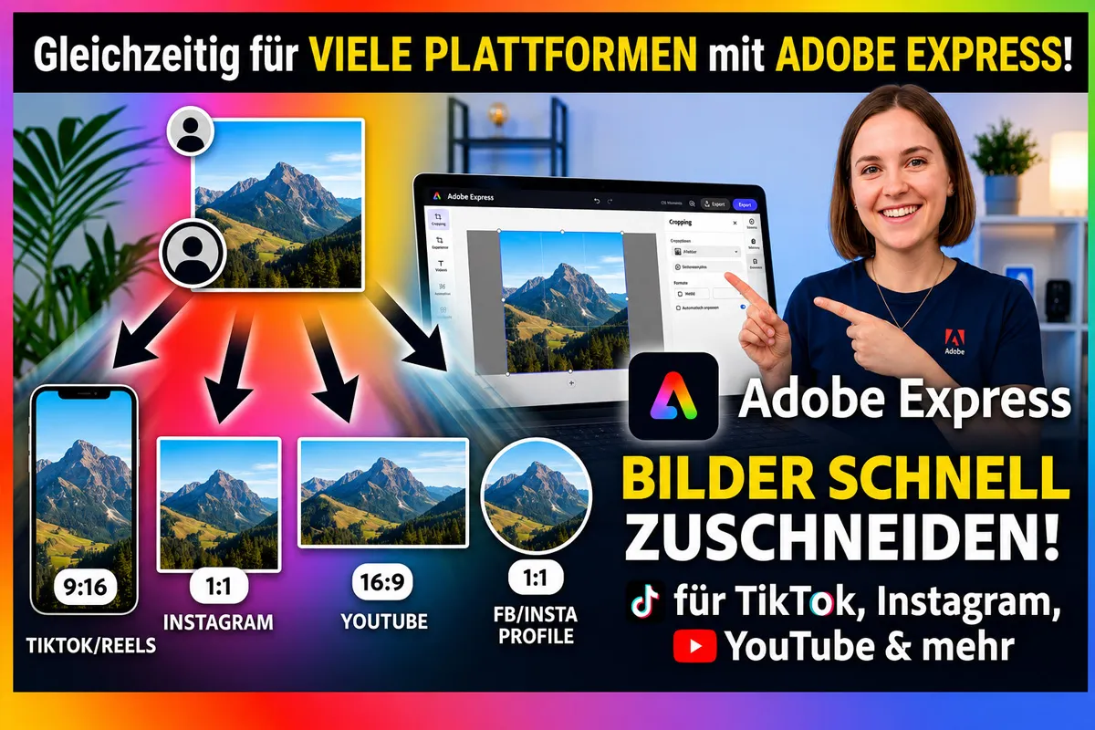 03 - Bilder gleichzeitig zuschneiden für verschiedene Plattformen mit Adobe Express