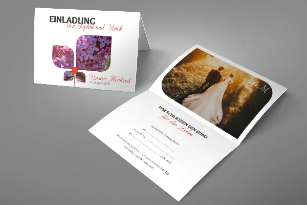Druckfähige Vorlage für Hochzeitseinladung - Version 14