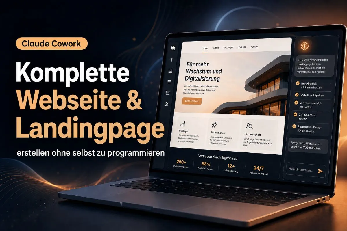 Claude Cowork: 02 - Komplette Webseite & Landingpage erstellen ohne selbst zu programmieren
