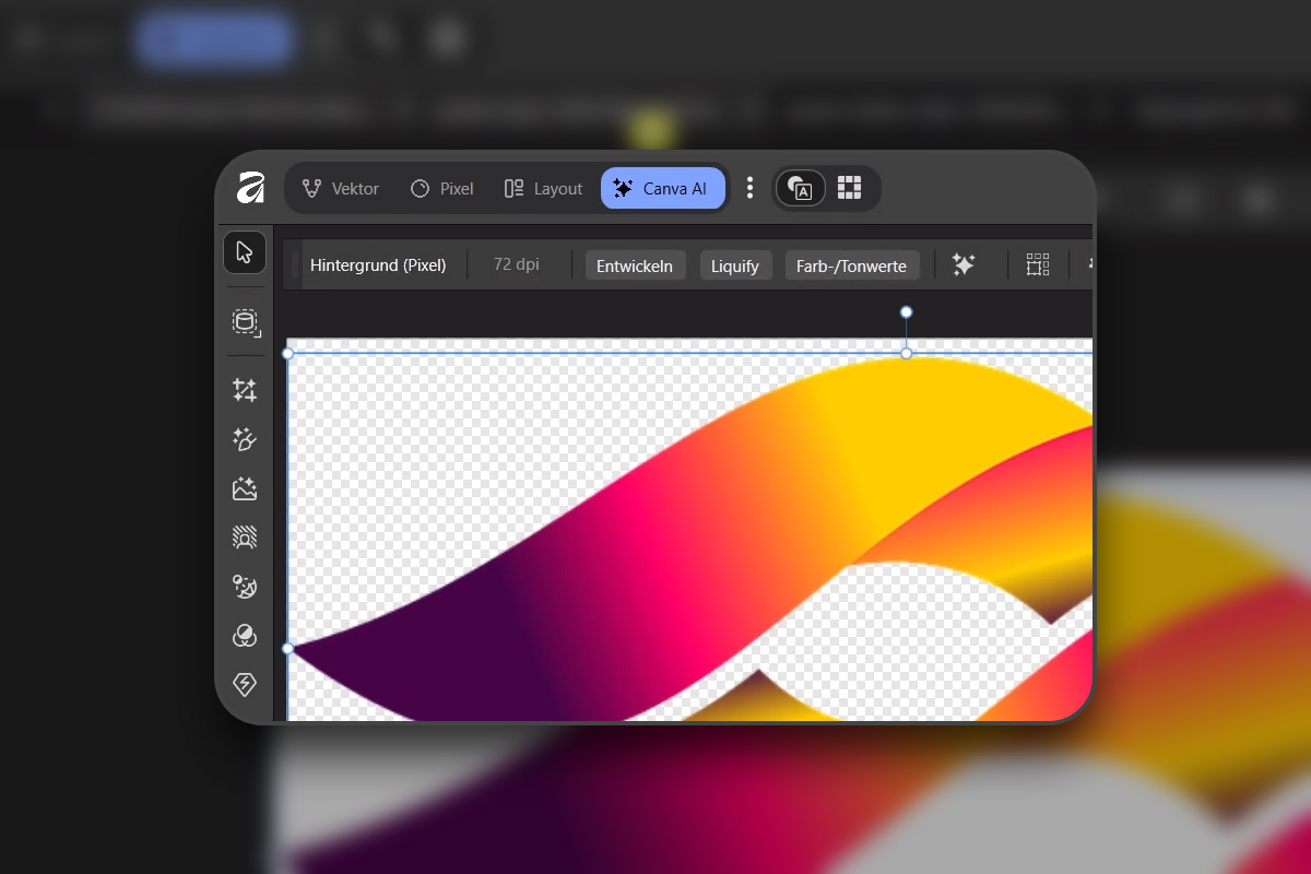 Affinity Pixel: 18 – Canva AI: Auswählen & Verbessern (Canva Premium)