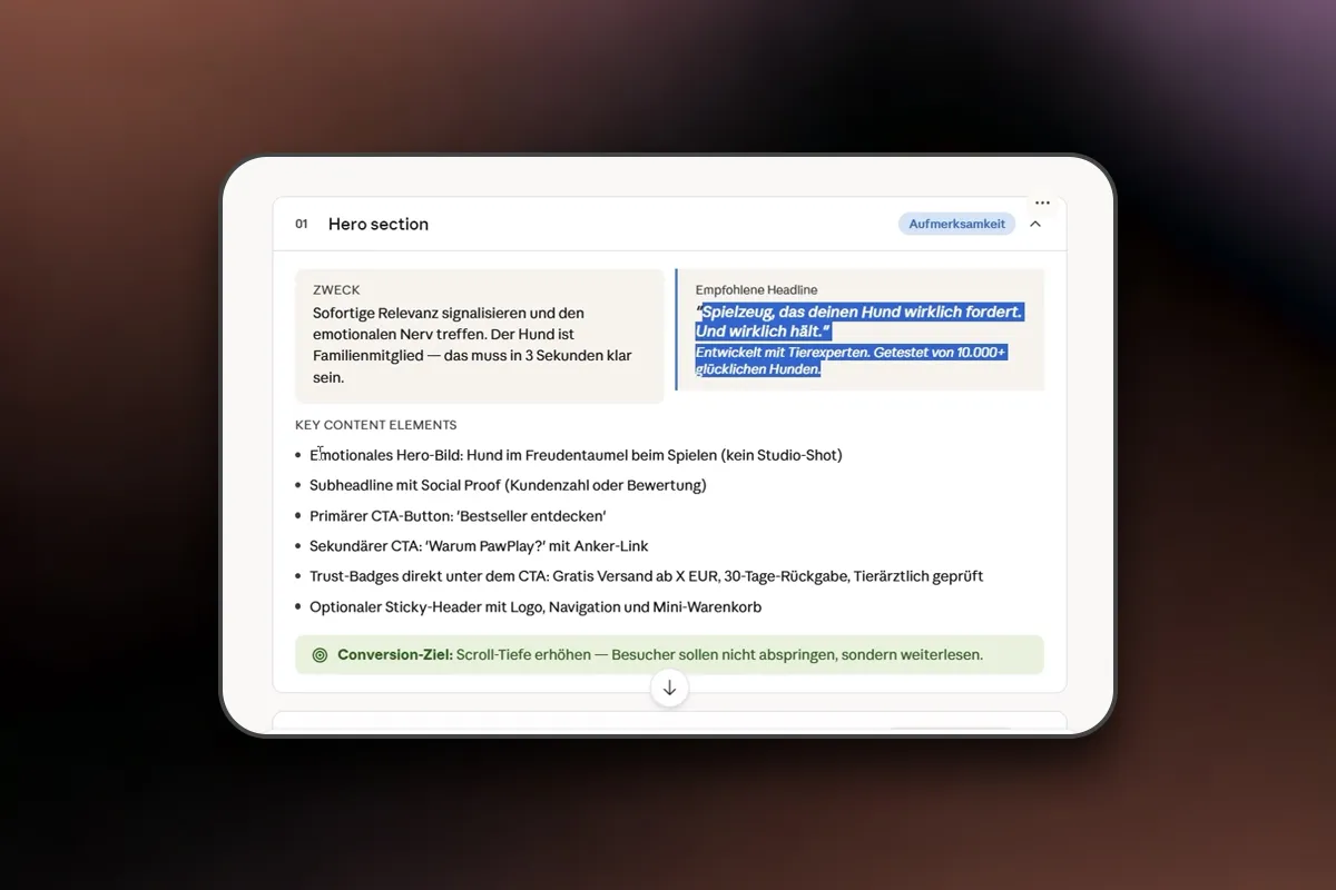 Claude Design: 4.1 Struktur und Aufbau moderner Landingpages