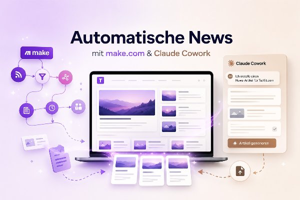 Claude Cowork: 05 - Automatic News on TutKit.com with make.com and Claude Cowork Setup Assistance