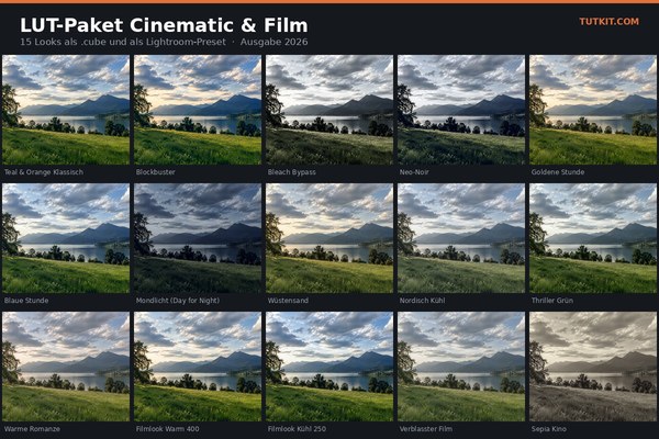 LUT-Paket Cinematic & Film: 15 Kino-Looks für Foto und Video (Ausgabe 2026)
