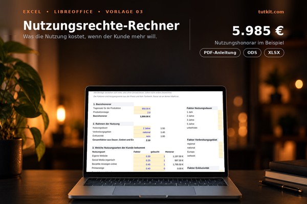 Usage Rights Calculator: Excel template for fees by medium, duration, and territory (Release 2026)