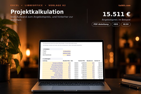 Project Calculation: Excel Template for Quotes, Post-Calculation, and Hourly Profit (Edition 2026)