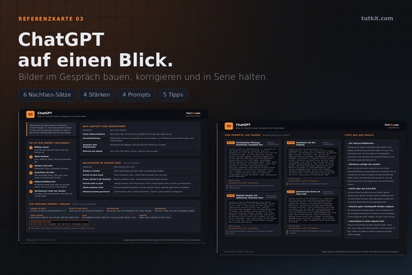 Referenzkarte ChatGPT: Bilder im Gespräch bauen, korrigieren und in Serie halten (Ausgabe 2026)