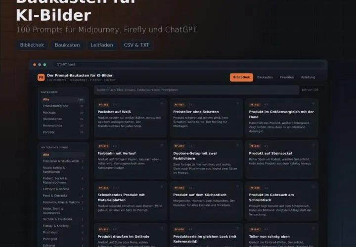 Der Prompt-Baukasten für KI-Bilder: 100 Prompts und 4 Referenzkarten
