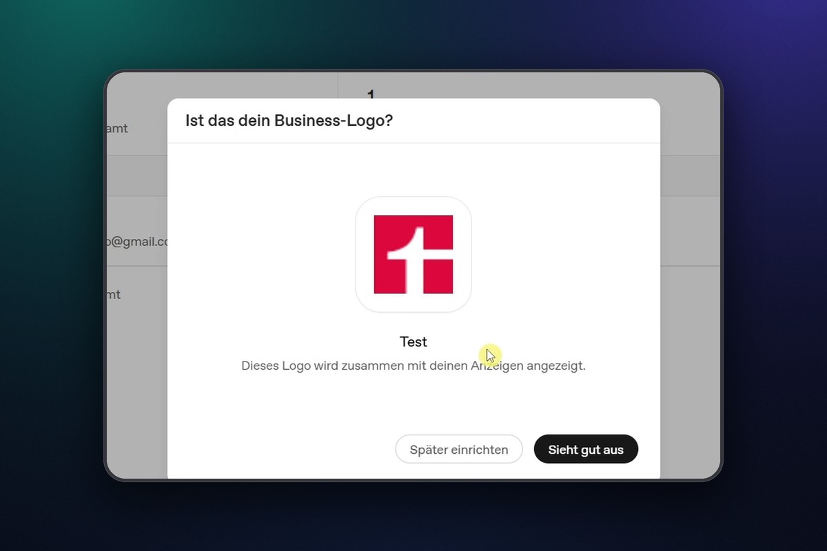ChatGPT Ads: 4.1 Werbekonto fertigstellen: Zahlung, Logo, Nutzer