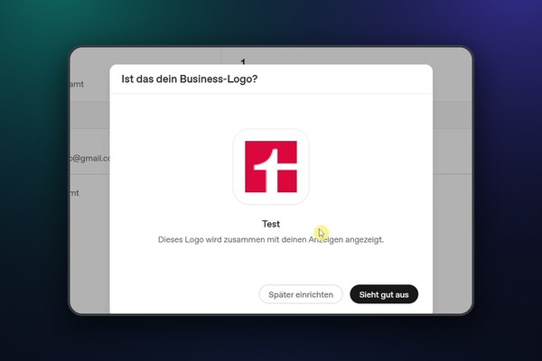 ChatGPT Ads: 4.1 Werbekonto fertigstellen: Zahlung, Logo, Nutzer