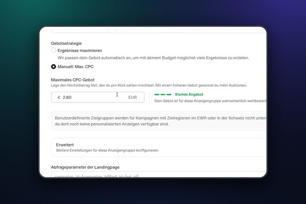 ChatGPT Ads: 4.4 Gruppo di annunci: impostare offerta, URL e contesto
