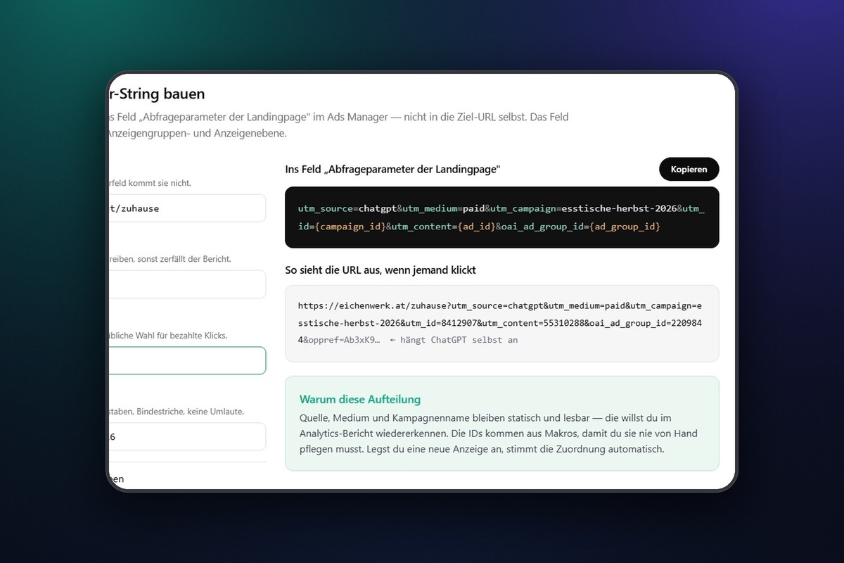 ChatGPT Ads: 5.1 UTM-Tracking einrichten: dein erster Messschritt in 5 Minuten