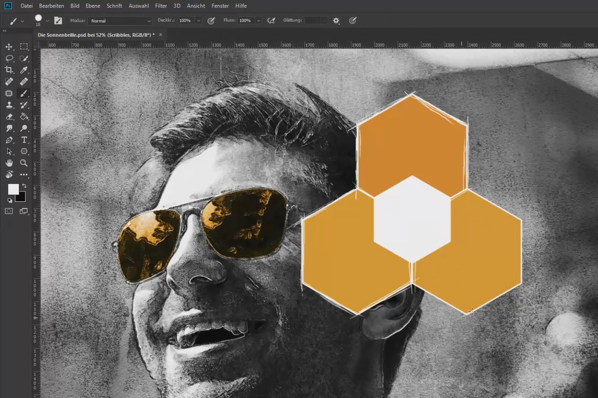 Modifica creativa di ritratti in Photoshop: Composizione "Gli occhiali da sole" - 3 poligoni
