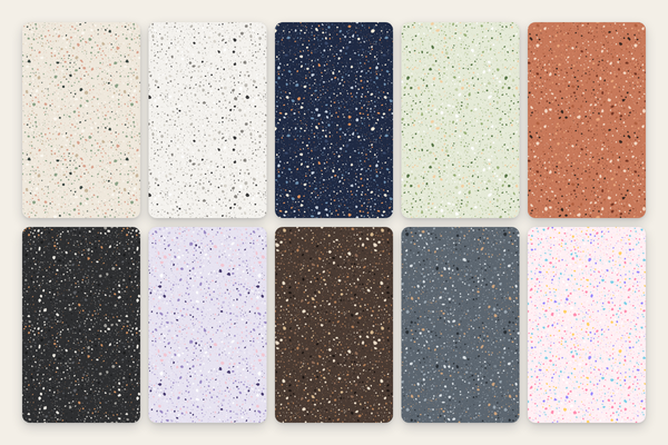 Terrazzo fine: 10 endless patterns as SVG, 4K-PNG, and CSS