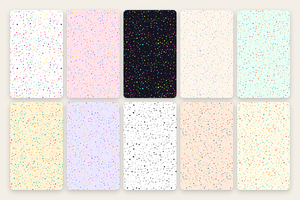 Memphis Confetti: 10 Endless Patterns as SVG, 4K-PNG, and CSS
