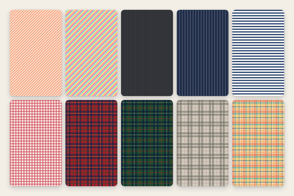 Stripes & Checks: 10 Endless Patterns as SVG, 4K-PNG, and CSS