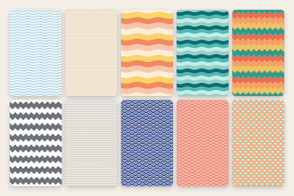Waves, Zigzags & Curves: 10 Endless Patterns as SVG, 4K-PNG, and CSS