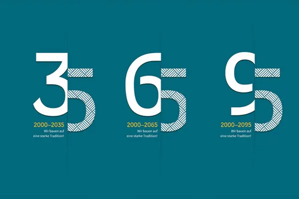 Number design for anniversaries and birthdays - Version 3