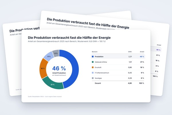 Infografik-Vorlage: Donut-Diagramm Verbrauchsanteil mit Zentrumswert