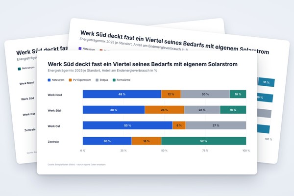 Infografik-Vorlage: Gestapelte 100-%-Balken nach Standort