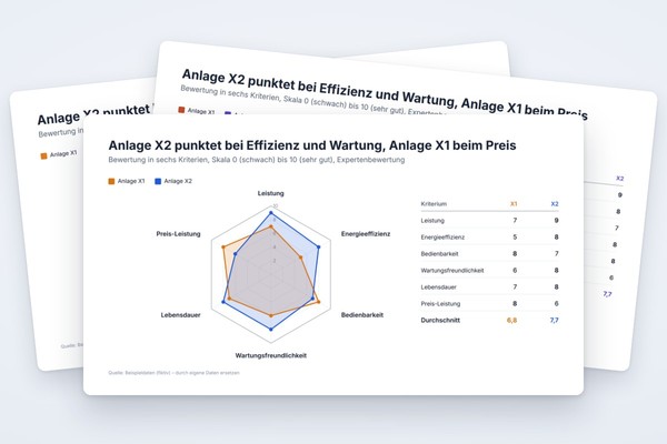 Infografik-Vorlage: Radar- bzw. Spinnennetzdiagramm Produktvergleich