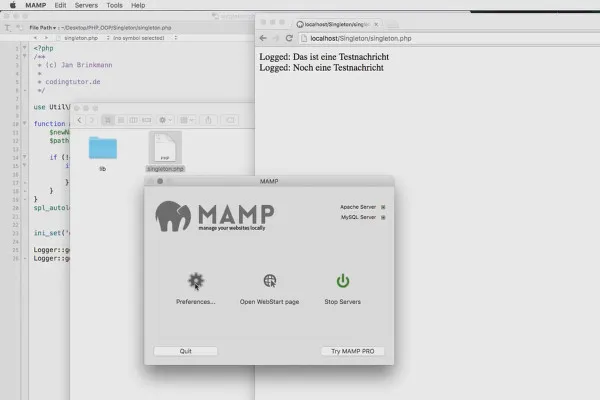 Objektorientert webprogrammering med PHP - Åpne og kjør 1.04 eksempler.