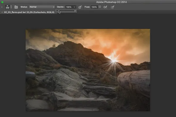 Stiliai ir stiliai su Photoshop - šviesos šaltiniai ir flarai