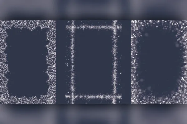 10 picture frames for Christmas and winter with snowflakes and ice crystals (version 3)
