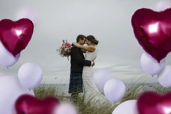 Pictures with colorful balloons: Heart shape 1