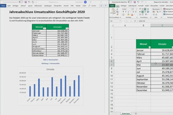 Diagramme in Excel erstellen: 2.3 | Diagramme verknüpfen