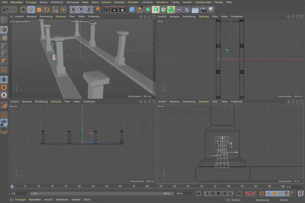 Cinema 4D-tutorial "Underground": 1.6 Extrudering