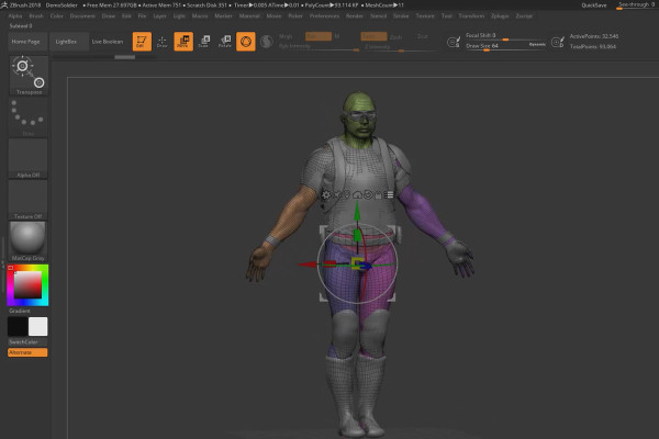 ZBrush 2018 och 4R8 - Videoutbildning om uppdateringarna: 3.2 Gizmo 3D: Orientering.