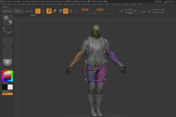 ZBrush 2018 og 4R8 – Video-opplæring om oppdateringene: 3.2 Gizmo 3D: Orientering